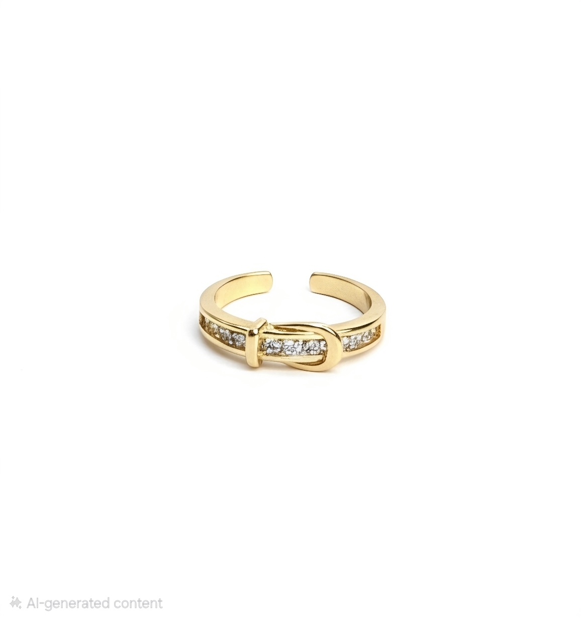 Crystal Buckle Gold Adjustable Ring